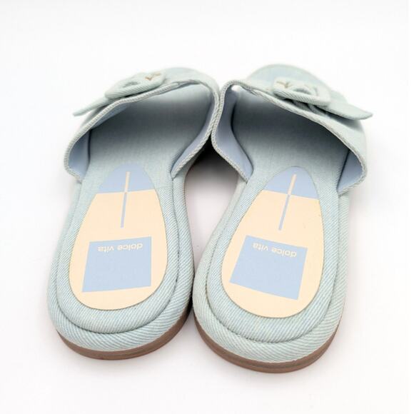 Dolce Vita Albey Slide Sandals Tweed Fabric Buckle Open Toe Blue Size US8 - Picture 4 of 10